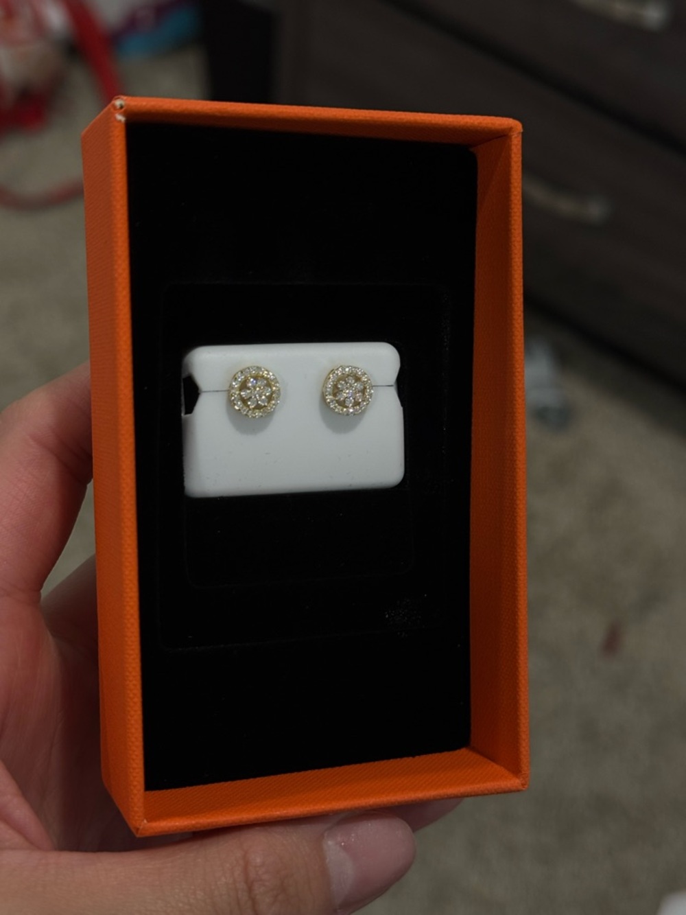 Gold Moissanite Halo Flower Stud Earrings - Classic Women's Jewelry